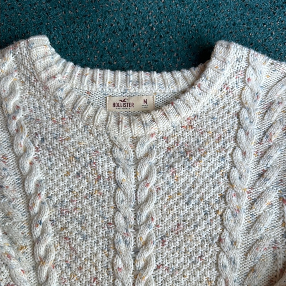 Hollister Y2K Women's Speckled Cable Knit Sweater Medium